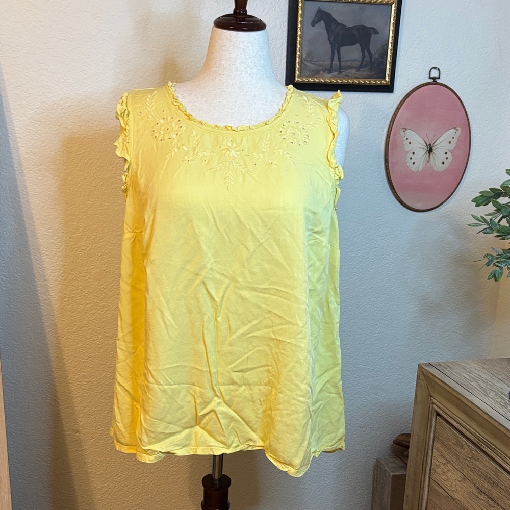 Lane Bryant Mixed Media Sleeveless Top-Yellow-Size 18